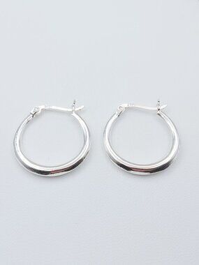 Vintage 925 Sterling Silver Modernist Tapered Hoop Earrings